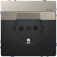 Розетка с заземлением без рамки Schneider Electric Merten D-Life 1-м. крышка шторки IP44 никель картинка